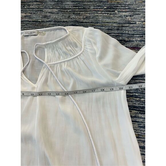 RAMY BROOK AMAL LONG BELL ACCORDION SLEEVE TIE NECK BLOUSE WHITE sz S - Picture 7 of 10